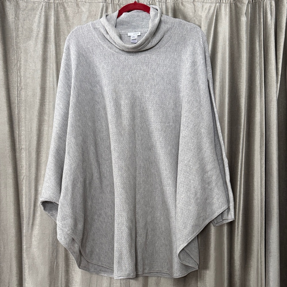 Elegant Gray Cowl Neck Poncho